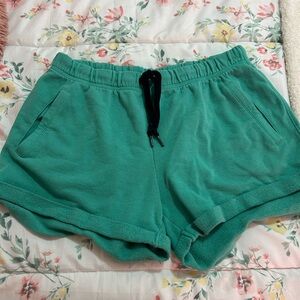 Victoria's Secret Teal Athletic Terry Shorts with Black Drawstring